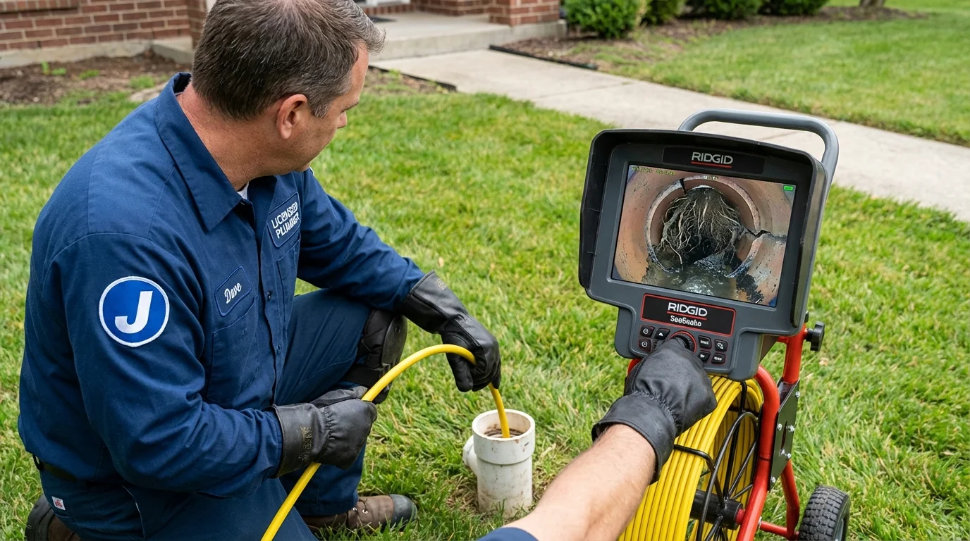 Sewer camera inspection being performed by Johns Plumbing LLC in Belhaven