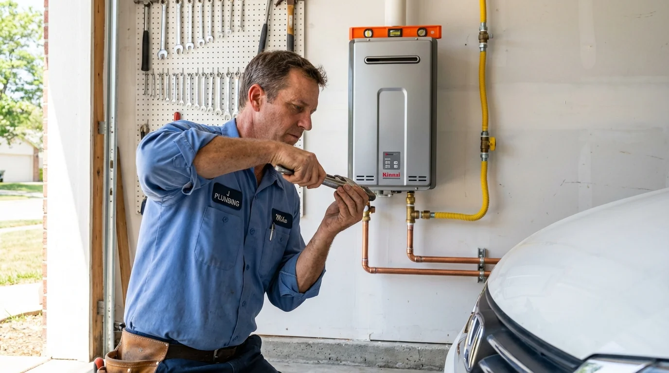 Tankless water heater installation by a Johns Plumbing LLC plumber in Belhaven